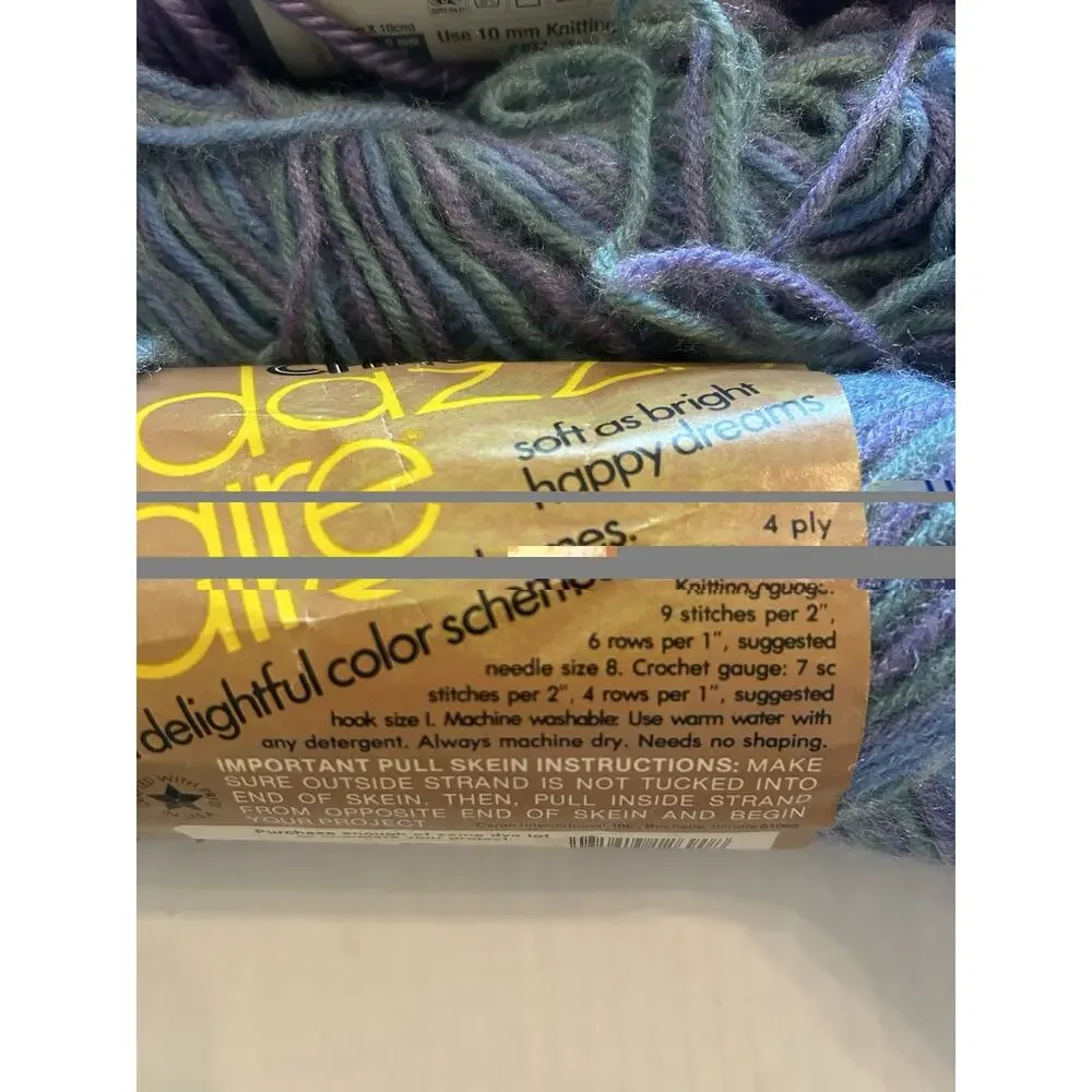 Vtg Lot of 3 Skeins Caron Dazzleaire Yarn Lavender Ombré Yarn Bee Amethyst 9.5oz